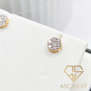 65Carat - ต่างหูเพชรแท้ 0.21กะรัต เพชรเบลเยี่ยมคัท  ต่างหูทองแท้9K{37.5%} รหัสTH07