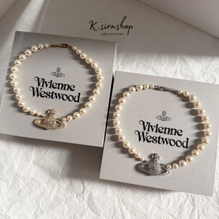 New Vivienne Westwood Pearl Bas Relief Choker(Medium Necklace)