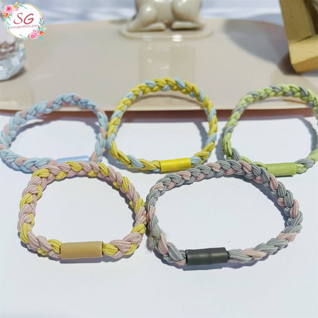 (M624)ร้านไทยSiamGift ยางรัดผมถักเปีย สีพลาสเทล สไตล์เกาหลี ยางรัดผมแฟชั่น สีสันสดใส สุ่มสี - รูปที่ 3