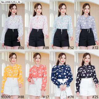 Maristar No : 2098 เสื้อแขนยาวพิมพ์ลาย  เนื้อผ้าpolyester ใส่ง่าย สวมสบาย