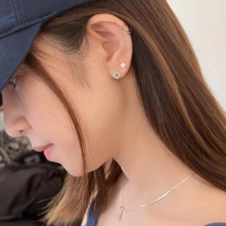 Suwann.na ต่างหู ต่างหูเงินแท้ จิว จิวเงินแท้ จิวโคลเวอร์เพชร เงิน, ทอง