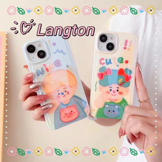 🌈Langton🌸การ์ตูน ความคิดสร้างสรรค์ รุ่นคู่ iphone 11 14 pro max สี น่าสนใจ สาวน่ารักหัวใจ case for iPhone 12 13