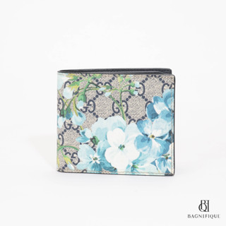 GUCCI WALLET FLOWER COLLECTION SHORT GG MONOGRAM FLOWER BLUE