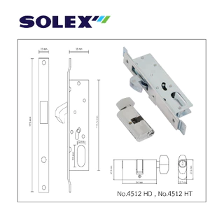 SOLEX กุญแจบานเลื่อนNO.4512Wสำหรับประตูไม้แบบไข 2 ด้าน