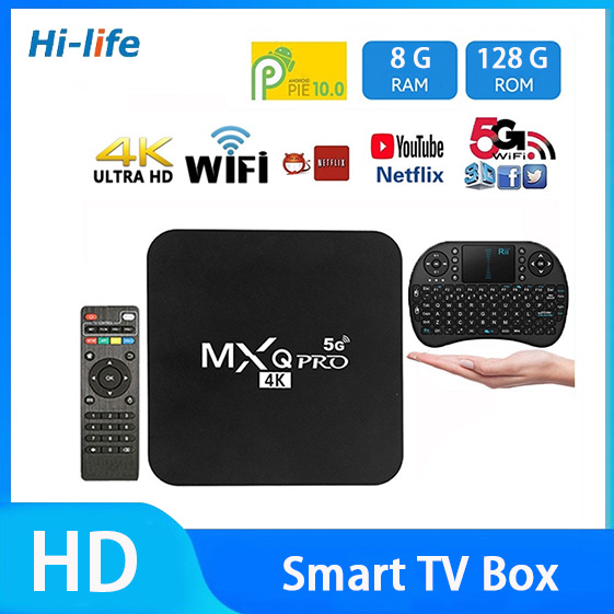 MXQ PRO เครื่องเล่นเครือข่ายทีวี เอสทีบี กล่องรับสัญญาณโทรทัศน์ Android 10 4K/HD TV BOX รองรับ 8GB/128GB Wifi กล่องทีวี