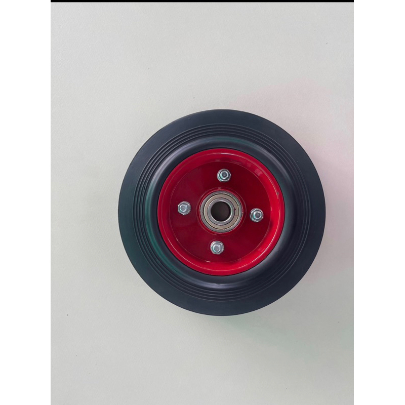 Made in Thailand ล้อกระทะเหล็กยางตัน 8 นิ้วพร้อมลูกปืนคู่ จำนวน 1 ล้อ ( รับน้ำหนักมากกว่า 100 กก/ล้อ) คละสีตามที่มีสตอก - รูปที่ 3