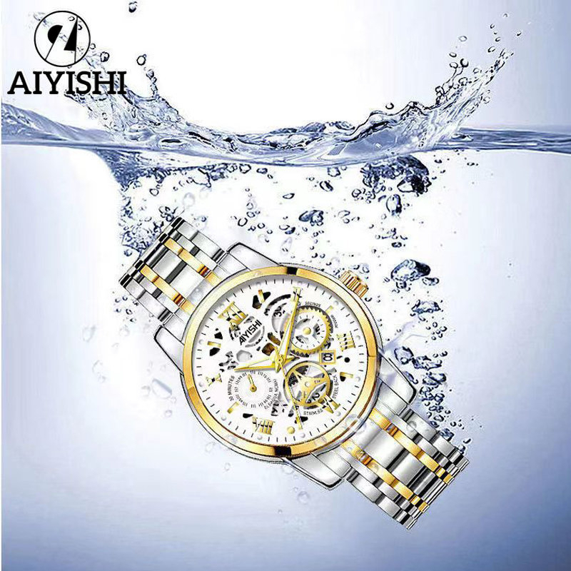 AIYISHI นาฬิกากันน้ำแบบมัลติฟังก์ชั่นสำหรับผู้ชาย,นาฬิกาธุรกิจแบบมัลติฟังก์ชั่น,นาฬิกาแฟชั่นอัลลอยด์