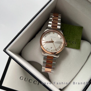 👑ผ่อน0%~แท้100%👑 นาฬิกาข้อมือ Gucci G Timeless 2Tone (เงิน/โรส)  หน้าปัด สีขาว ขนาด&gt;&gt;&gt; 38มม. ✨✨