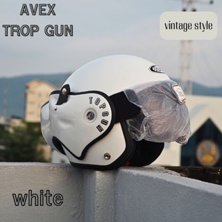 Avex Top Gun หมวกกันน็อคยกคางได้​ สีขาว​ ทรงนักบิน​ เก๋ๆ