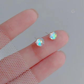 GLAMOR✨ต่างหูพลอย Moonstone ต่างหูเงินแท้ ต่างหูแฟชั่น ตุ้มหูเงินแท้ ต่างหูเงิน จิวเงินแท้
