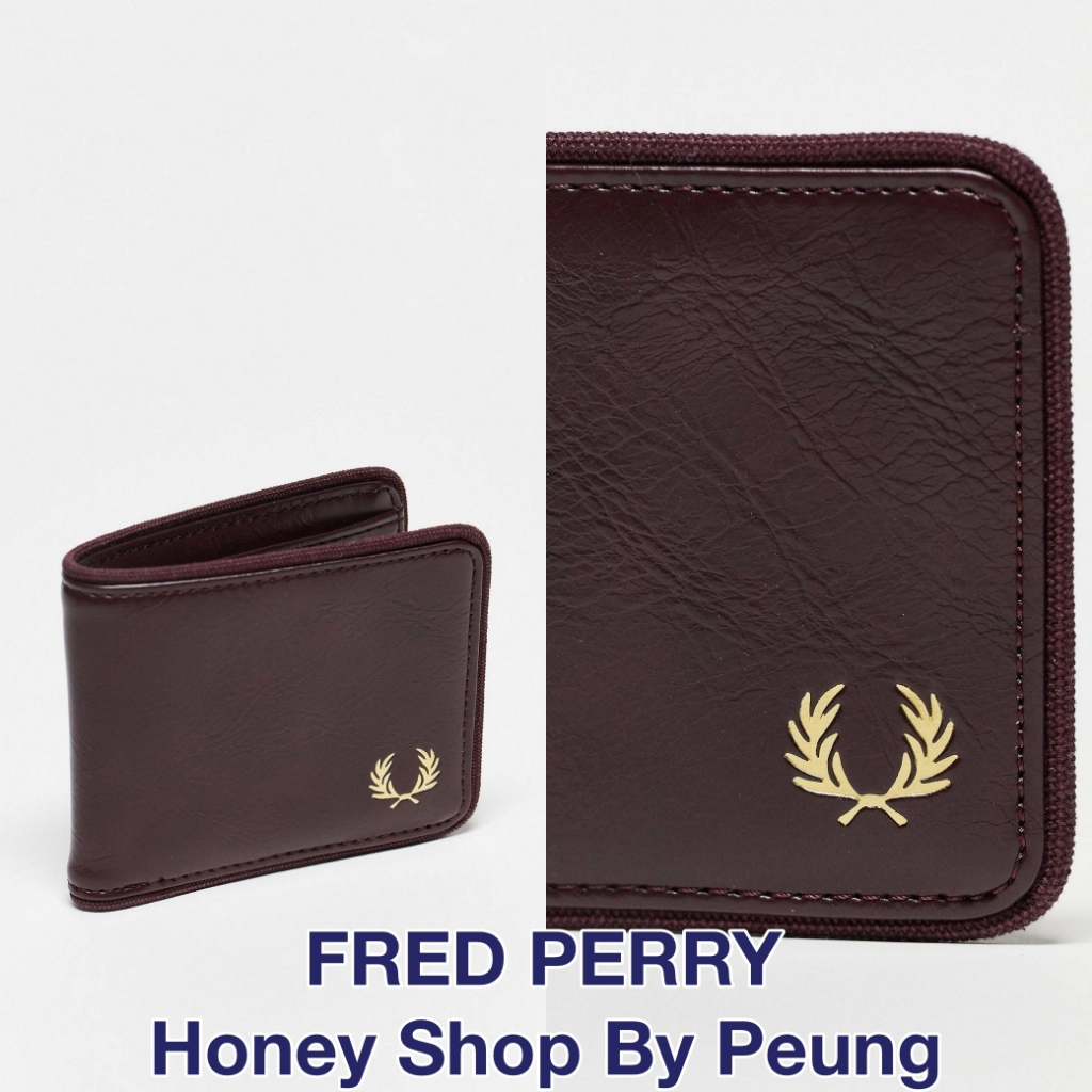 [ของแท้ พร้อมส่งในไทย] Fred Perry Tonal Billfold Wallet Col : Port (SS23 กลับมาอีกครั้ง! สำหรับกระเป