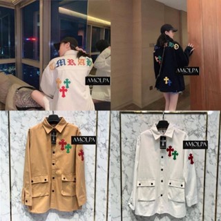 เสื้อเชิ้ตผ้าคอตตอลกึ่งยีนส์  CHROME HEART   2021SS งานปัก LOGO ทั้งหน้า หลัง  สีสวยยยยยม๊ากกก  ผ้าเย็นม๊าก