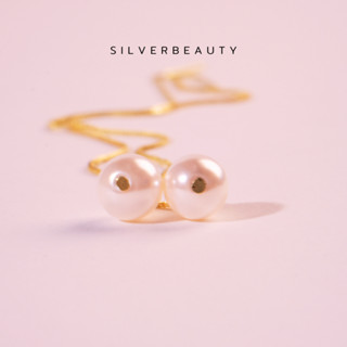 โค้ด SILV45 ลด45.-  Silver beauty ต่างหูมุกกลมเรียงยาวE07604