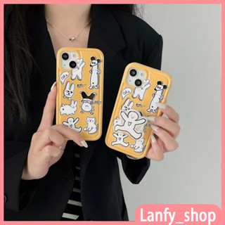 💕พร้อมส่ง💕iPhone 14 13 12 11 Pro Max เคส for เคสไอโฟน11 น่ารัก บางเบาพกพาง่าย การ์ตูน เรียบง่าย พร้อมขาตั้ง Case