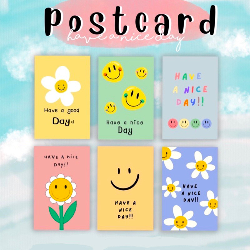 Post card have a nice day แพ็ค 9 แผ่น 4x6 นิ้ว อาร์ตมัน/ร้อยปอนด์