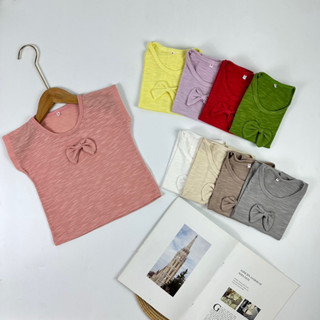 เสื้อนืดแขนสั้นเด็กผู้หญิง ผ้าสลาฟมีหลายสีให้เลือก