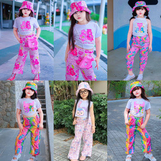 พร้อมส่ง!! ชุดเซ็ตเด็ก 3 ชิ้น Care Bears, Stella เสื้อครอปคู่กางเกงลายแคร์แบร์ พร้อมหมวก