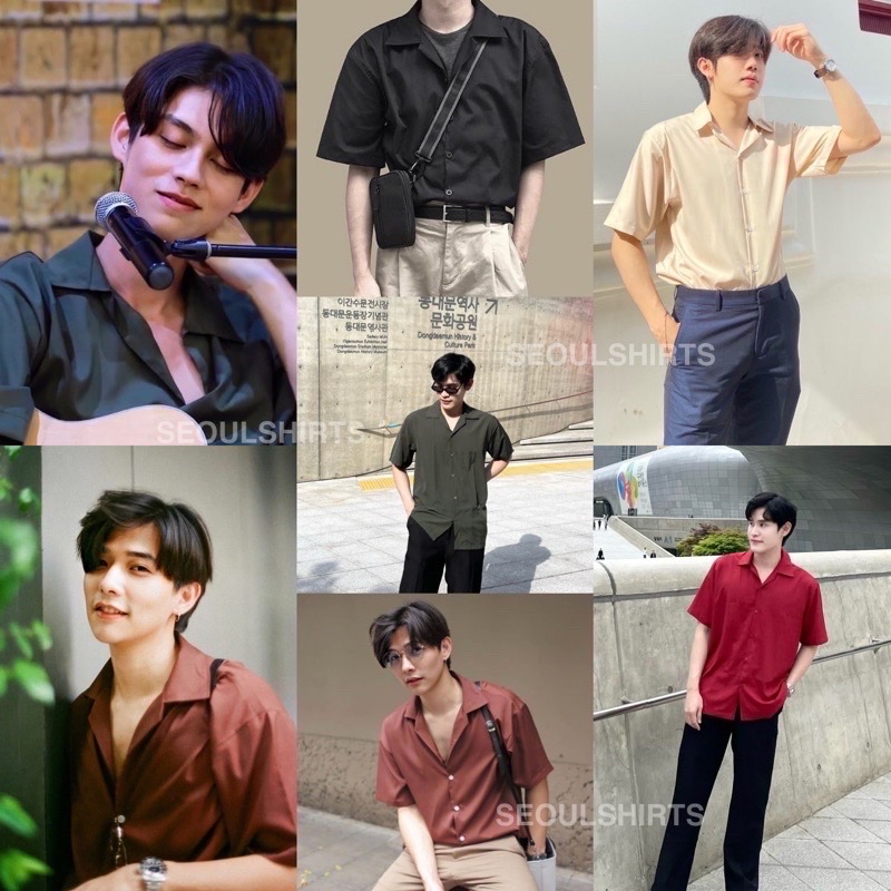 [ส่งทันที กทม.1 วัน] S1: เสื้อเชิ้ตเกาหลี แขนสั้น สีพื้น มีไซซ์ M L XL XXL ชาย/หญิง