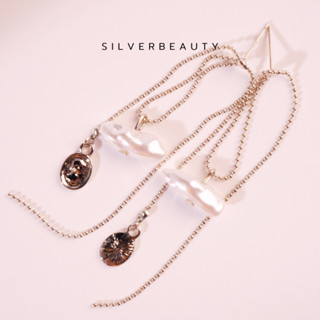 โค้ด SILV45 ลด45.- Silver beautyต่างหูมุกใสพวงห้อยแฟชั่นE10305