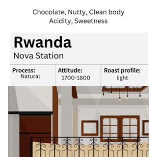 เมล็ดกาแฟคั่ว Rwanda Nova Station Natural process บรรจุ100 กรัม  Sribrown