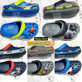 โปรใหม่ซื้อ 1 แถมตุ๊กตา 2 ชิ้น รองเท้าหัวโต Crocs เด็ก สินค้าพร้อมส่งในไทย คุณภาพดี ลายใหม่ ยางนิ่มใส่สบายเบาทนทาน