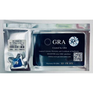 GRA MOIS เพชร โมซาไนท์ เพชร มี ใบเซอร์ะ รหัส เลเซอร์ อยู่ในซีน MOISSANITE MOSANG DIAMOND SQUARE (D Color- VVS1)( 5.00 มิ