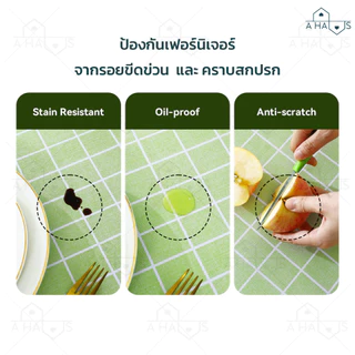 A HAUS ผ้าคลุมโต๊ะ ผ้าปูโต๊ะกันน้ํา พลาสติกPEVA กันน้ำ กันเปื้อน ทำความสะอาดง่าย สไตล์มินิมอล