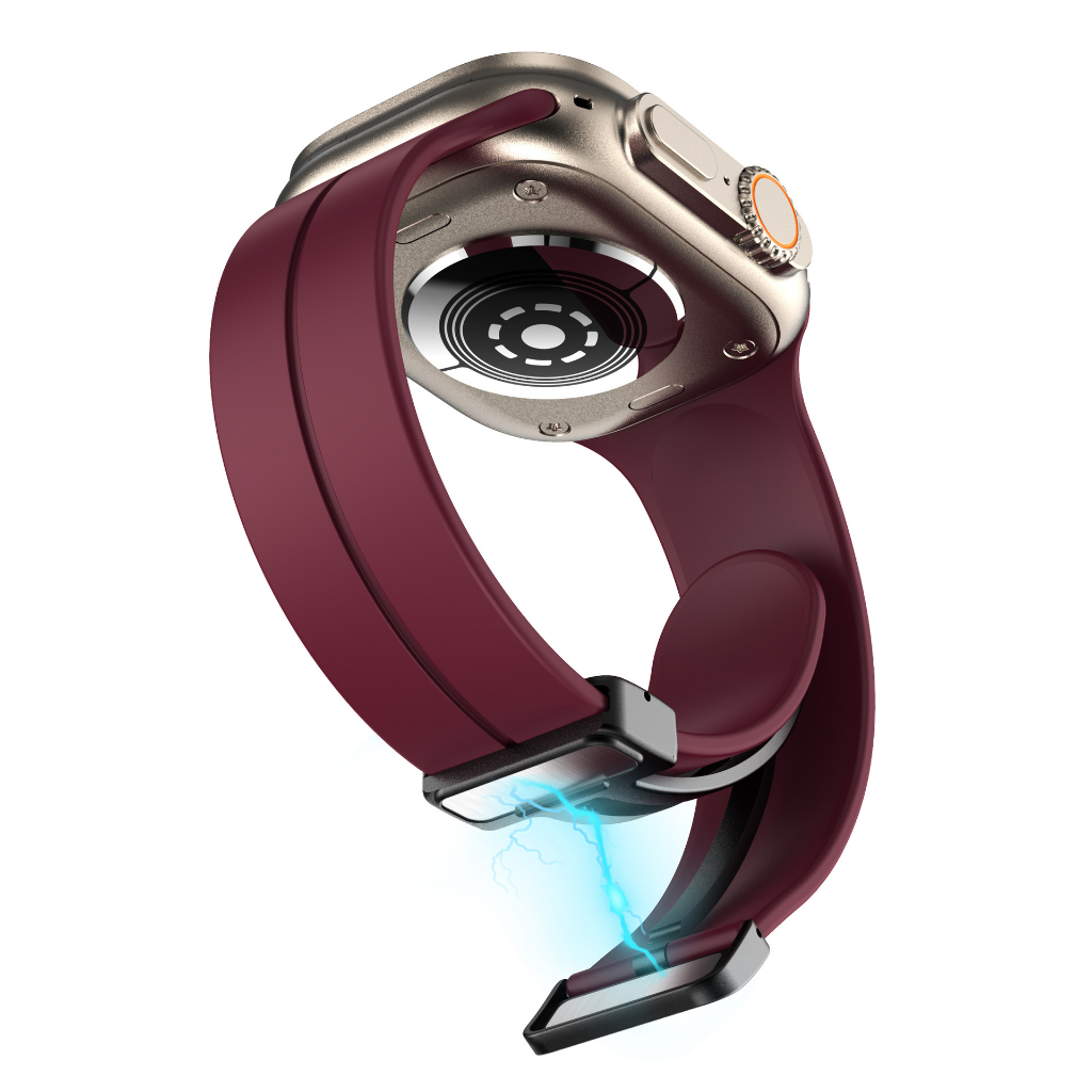 เหมาะสำหรับ iWatch Series 10 46 มม.9 8 7 SE 6 5 3 2 1 แม่เหล็กพับสายนาฬิกาซิลิโคน 49มม.45มม.44มม.40มม.41มม.42มม.38มม.