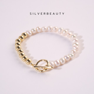 โค้ด SILV45  ลด45.-  Silver beauty สร้อยข้อมือมุกลูกปัดทูโทนแฟชั่นB01419