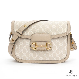 GUCCI HORSEBIT 1955 SMALL BEIGE GG SUPREME MONOGRAM GHW