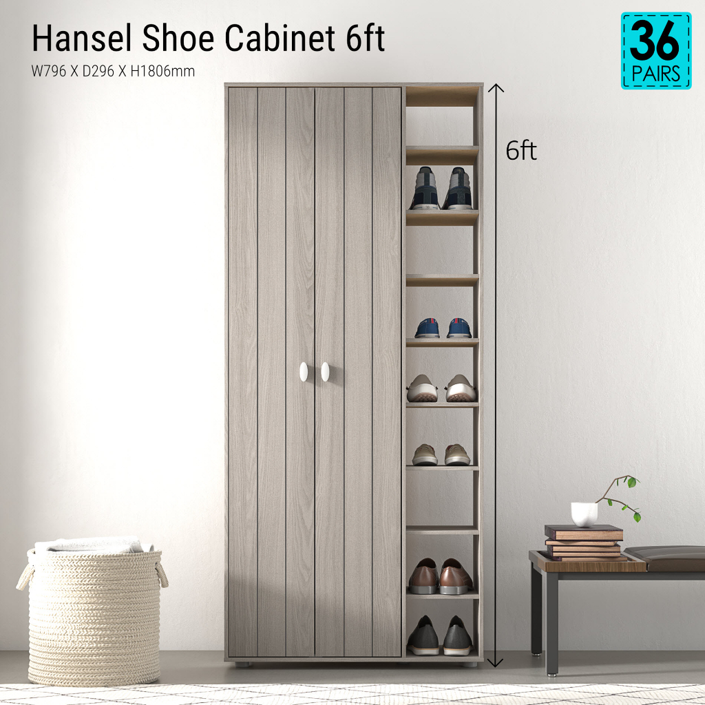 Tomato Home ชั้นวางรองเท้า Hansel 6ft สูง180ซม | ชั้นวางรองเท้าไม้มินิมอล เก็บได้36คู่ Shoe cabinet