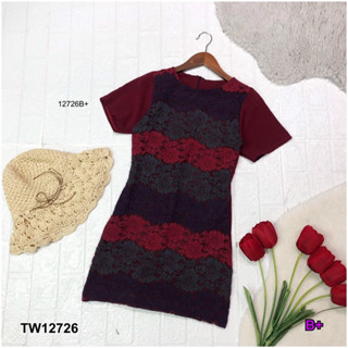 TW12726 เดรสลูกไม้ลายพลาสเทลสั้น งานลูกไม้แต่สีสวย