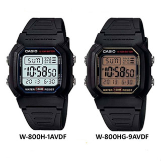 Casio นาฬิกาข้อมือผู้ชาย สีดำ สายเรซิน รุ่น W-800H,W-800HG,W-800H-1A,W-800HG-9A