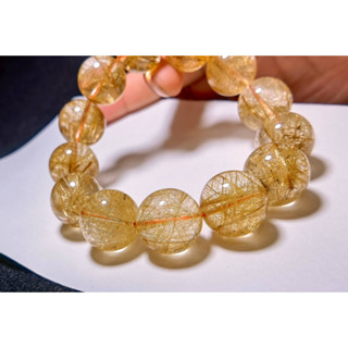 ไหมทองเกรดพรีเมี่ยมจากประเทศเวเนซูเอล่า Venezuela golden rutilated quartz 18.4-19mm