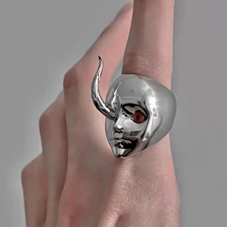 🔥Sale🔥แหวนรูปเขาหน้าคน Face Horn Metal Ring พร้อมส่ง