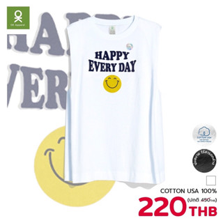 พร้อมส่ง เสื้อแขนกุด ลายHappy COTTON USAเสื้อคู่