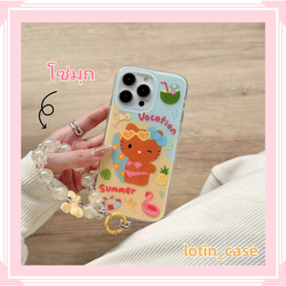 🎁ส่งของขวัญ🎁เคสไอโฟน สำหรับ 11 13 for iPhone Case 14 12 Pro Max น่าสนใจ น่ารัก แมว โซ่มุก กันกระแทก ปกป้อง เคสโทรศัพท์