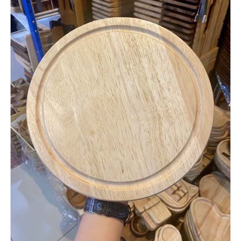 ถาดวางเค้ก เขียงไม้กลมเซาะร่อง ถาดรองเค้ก - รูปที่ 2