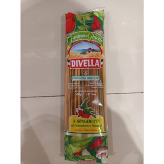 Divella 8 Spaghetti Al Pomodoro EcSpinaci  500g.เส้นสปาเก็ตตี้ผสมมะเขือเทศและผักโขม 500กรัม