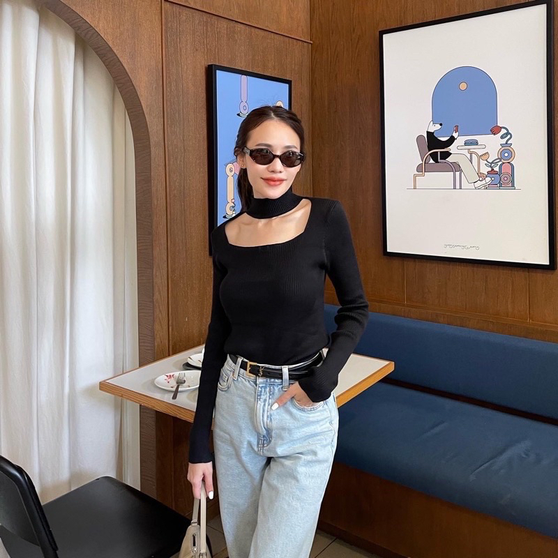 Jarin Official Knit Top สีดำ