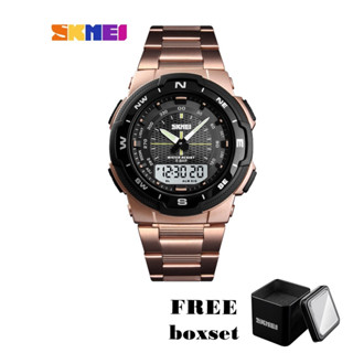 SKMEI 1370 (Rose Gold) นาฬิกาข้อมือ ผู้ชาย สายเหล็ก นาฬิกาแฟชั่น นาฬิกาดิจิตอล ของแท้ 100% กันน้ำ