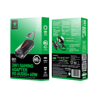 PLEXTONE GS1 3in1 เสมือนจริง 7.1 ช่องเสียงอะแดปเตอร์เสียงภายนอกสเตอริโอการ์ดแปลงพร้อม 3.5 มม Charge Adapter รองรับ PD60W