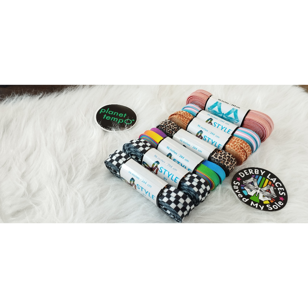 DERBY LACES  (STYLE 10mm WIDE) Waxed Laces เชือกรองเท้า Roller Skates, Inline Skates, Hockey Skates,