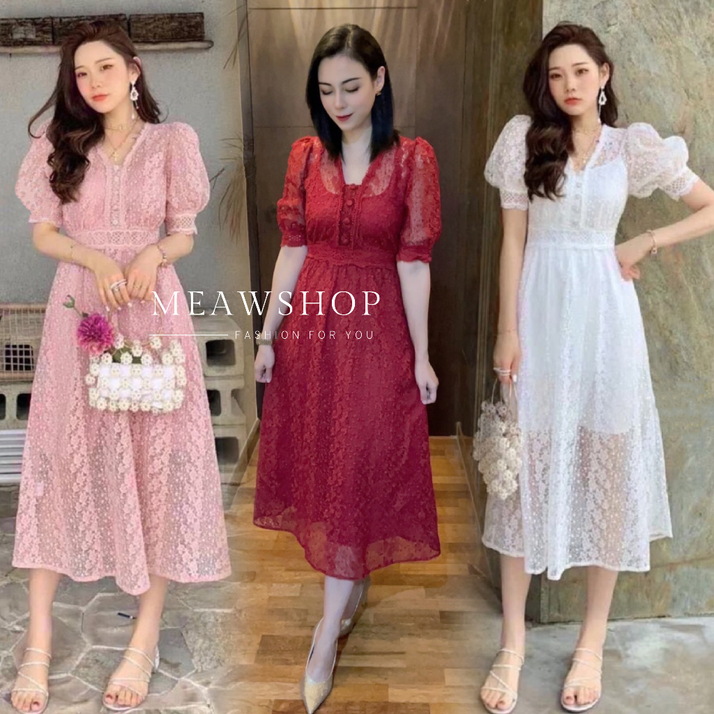 เดรสลูกไม้ยาว M-3XL มี3สี ชุดไปงาน ชุดออกงาน เดรส เดรสยาว ชุดไปวัด งานบุญ งานบวช งานหมั้น ชุดเพื่อนเจ้าสาว The Classic