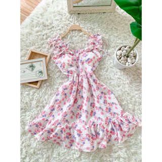 เดรสสั้นแขนหยิกแนวคุณหนูลายดอก มาใหม่👗👗