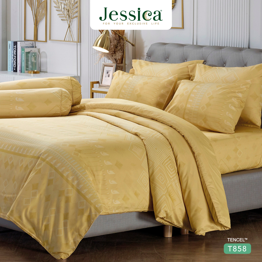 Jessica Tencel T858 ชุดเครื่องนอน ผ้าปูที่นอน ผ้าห่มนวม เจสสิก้า พิมพ์ลวดลายโดดเด่น ให้สัมผัสที่นุ่มลื่นดุจแพรไหม