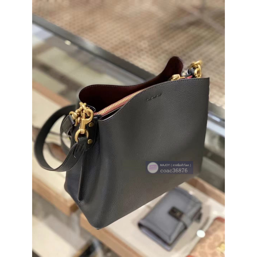 แท้💯% /ปลอดภาษี COACH Willow Bucket กระเป๋าทรงถังใบเล็ก กระเป๋าสะพายข้างผู้หญิง，กระเป๋าสะพายข้างแบบพกพา
