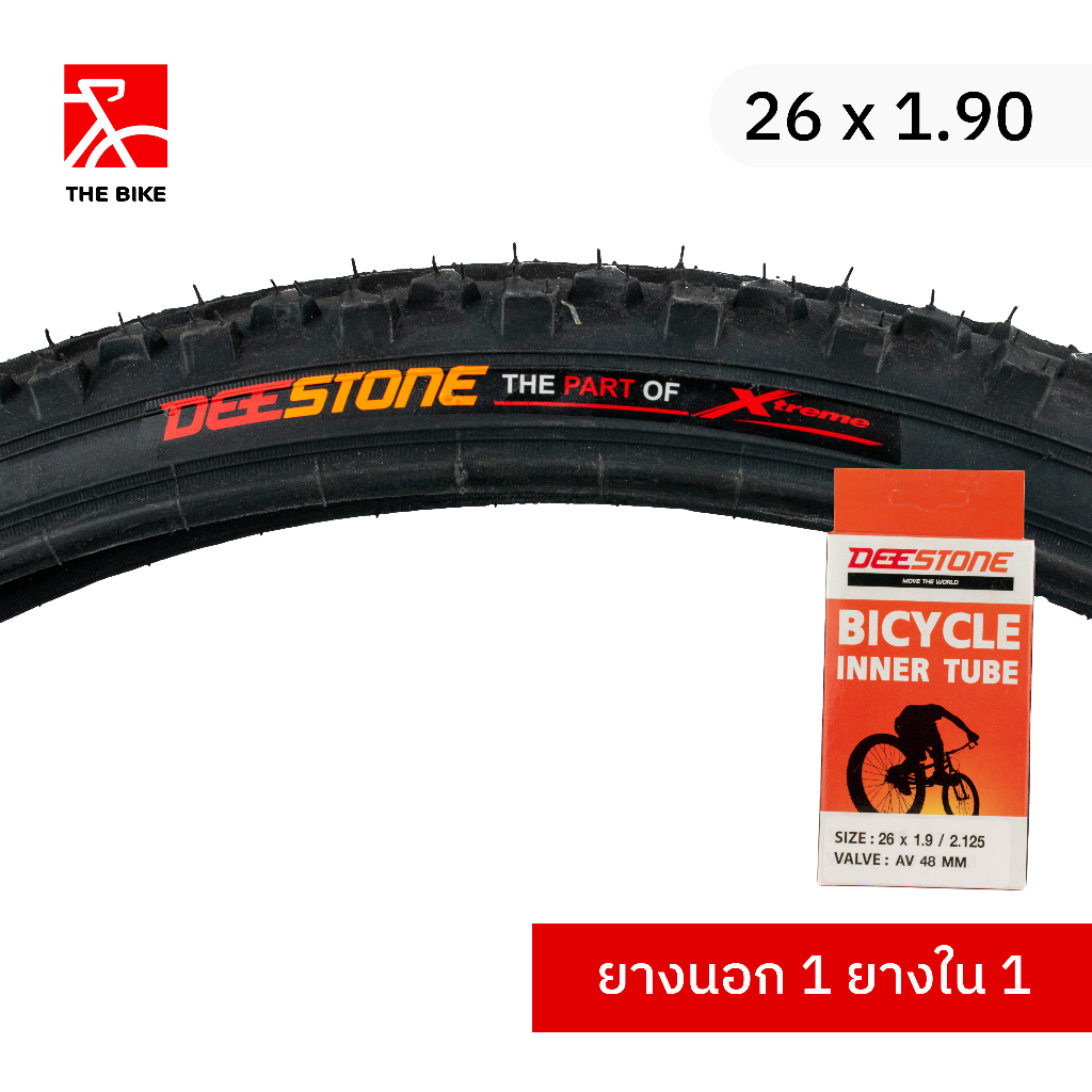 DEESTONE ยางนอกและยางในรถจักรยาน 26 x 1.90 จุ๊บยาว 48MM