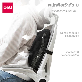 Deli เบาะรองนั่ง เบาะรองหลัง เบาะรองเก้าอี้ ลดอาการปวดเมื่อย เมมโมรี่โฟมแท้100% รองรับสรีระ Cushion