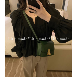 CTB2921 เสื้อชีฟองสาวอวบ สีดำ สไตล์เรียบๆคลุมโทน ราคาถูก ใส่ออกงาน ใส่เที่ยวสวยๆ แขนยาวพอง